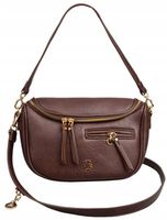 LuluCastagnette TOREBKA damska LISTONOSZKA MIŚ casual 2 paski CZEKOLADA