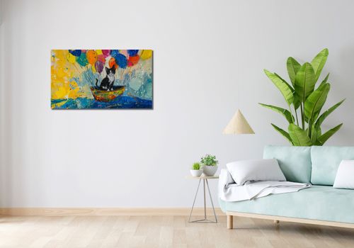 Obraz 90x50cm Kot na Łodzi na Arena.pl