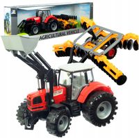 Duży traktor z przyczepą ciągnik z ładowarką czołową NAPĘD ruchome elementy