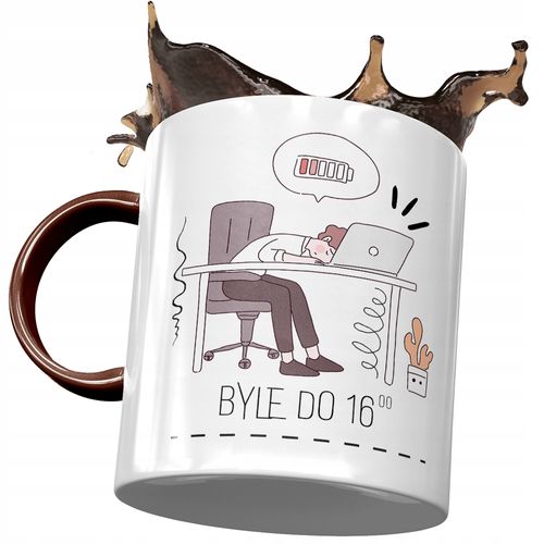 Kubek Bordowy Śmieszny Zabawny Byle Do 16:00 Z Nadrukiem Ze Zdjęciem na Arena.pl