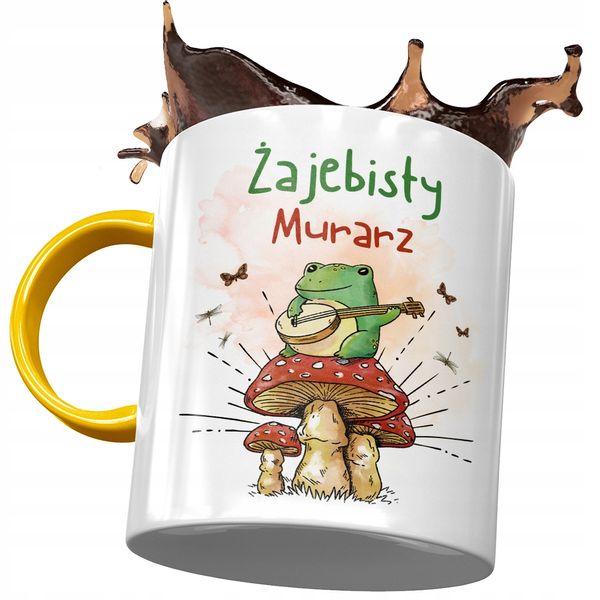 Kubek Żółty Dla Murarza Żajebisty Murarz Prezent Z Nadrukiem Ze Zdjęciem zdjęcie 1