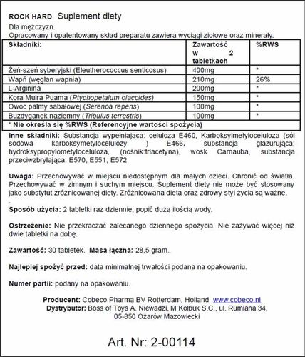 Supl.diety-Rock Hard (30 Caps) na Arena.pl