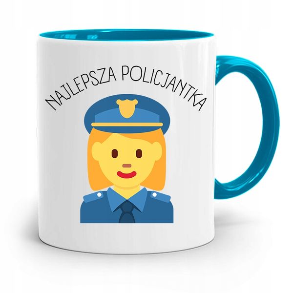 Kubek Błękitny Dla Policjanta Super Policjantka Z Nadrukiem Ze Zdjęciem zdjęcie 1