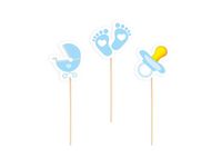 Pikery dekoracyjne, Baby Shower, niebieskie, 6 szt.