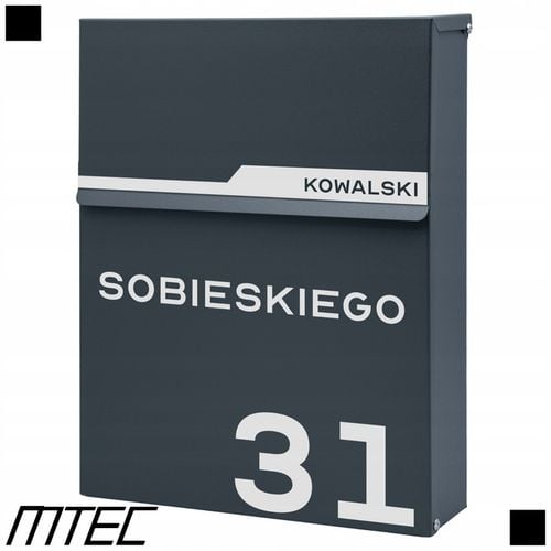 SKRZYNKA POCZTOWA NA LISTY POCZTĘ ANTRACYT + NAPIS ADRES ULICA NUMER na Arena.pl