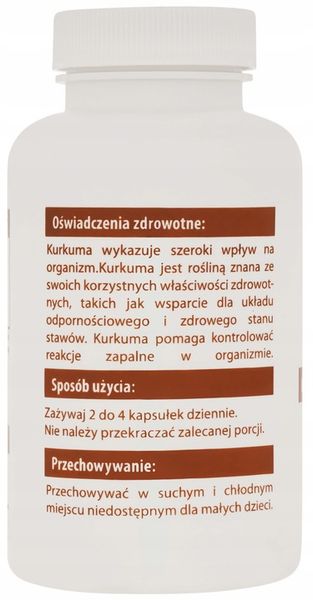 Odporność - BIO KURKUMA + IMBIR + PIPERYNA 240 kaps po 650mg kurkumina zdjęcie 3