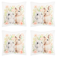 Wielkanocne Poszewki Na Poduszki 45X45 Cm 1 Szt Zajączki Kwiaty Wiosenne