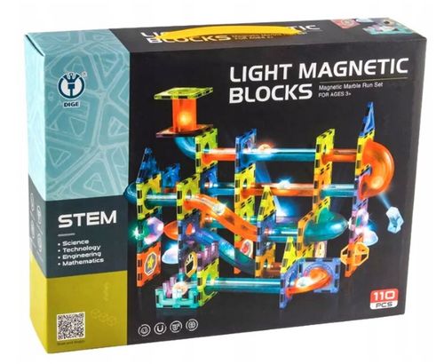 Klocki MAGNETYCZNE Konstrukcyjne 3D ZESTAW XXL TOR KULKOWY 110 elementów na Arena.pl