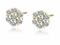 Delikatne pozłacane srebrne kolczyki celebrytki kwiaty kwiatki flowers białe cyrkonie srebro 925 Z1805EG