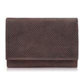 portfel damski skórzany we wzory geometryczne mały vintage brązowy