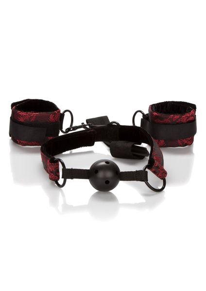 Breathable Ball Gag With Cuffs Black zdjęcie 1
