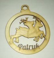 Bombka 9 cm ze sklejki "Dwa Renifery" z imieniem