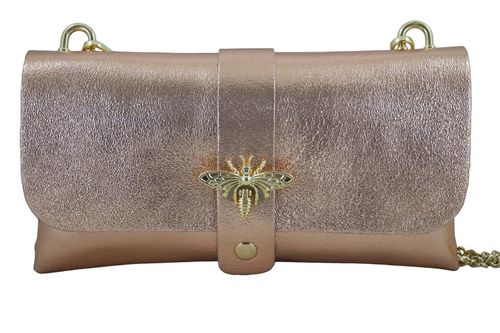 Torebka kopertówka metalizowana - Różowa pudrowa na Arena.pl