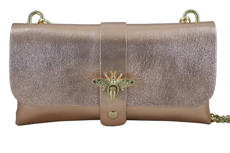 Torebka kopertówka metalizowana - Różowa pudrowa zdjęcie 2