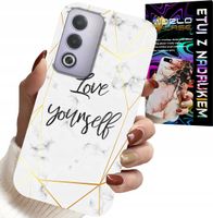 ETUI DO OPPO A80 5G - BIAŁY MARMUREK W ZŁOTE RAMKI LOVE YOU