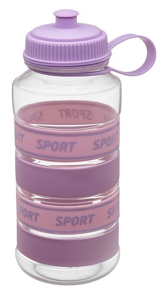 Butelka sportowa bidon MAXI 1000 ml wrzosowo-różowa silikonowe opaski zdjęcie 1