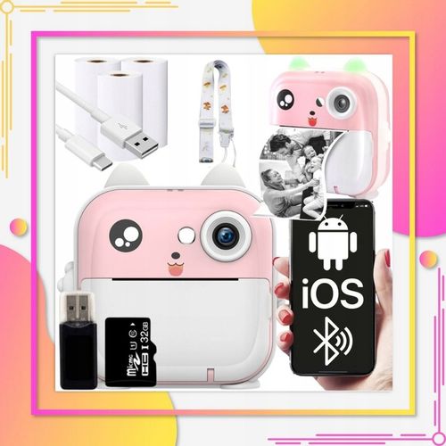 APARAT NATYCHMIASTOWY DLA DZIECI DRUKUŚ DRUKARKA Z KARTA 32GB + 3 ROLKI na Arena.pl