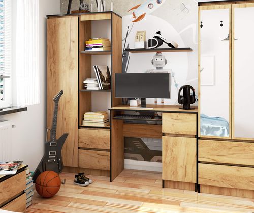 Biurko komputerowe 90 cm Piksel prawe - dąb craft na Arena.pl