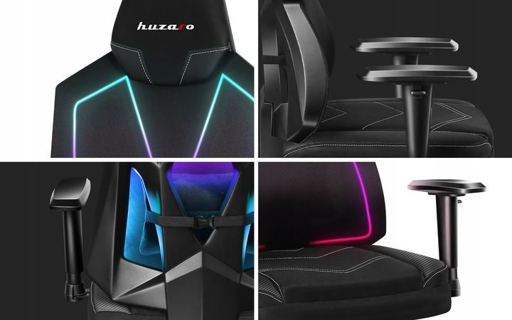 STYLOWY Fotel Gamingowy HUZARO Combat 6.2 Black z Oświetleniem RGB LED zdjęcie 7