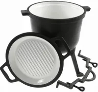 Kociołek myśliwski na pieczonki 8l żeliwny emaliowany 2w1 grill