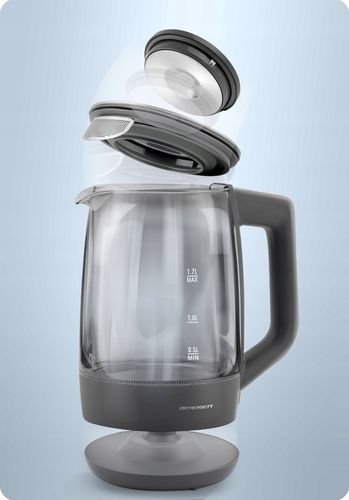 CZAJNIK ELEKTRYCZNY SZKLANY SZARY 2200W PANEL DOTYKOWY 1,7L BERDSEN na Arena.pl