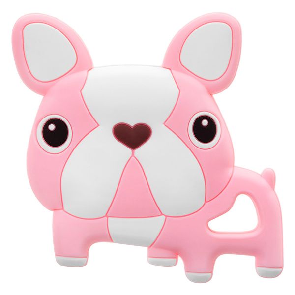 BOCIOLAND Miękki gryzak silikonowy masaż dziąseł BULDOG różowy zdjęcie 1