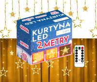 KURTYNA ŚWIETLNA LED LAMPKI ŚWIĄTECZNE NA OKNO GWIAZDKI CIEPŁA BARWA 2M