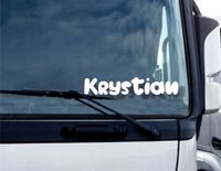 Naklejka wycinana ploterowo na szybę IMIĘ NAPIS NA BUSA TIRA CIĄŻARÓWKĘ