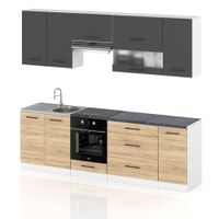 Meble Kuchenne Szare Z Drewnem Kuchnia Marocco 2.6m Modułowa Szary Sonoma