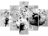 105CM 150CM ZEGAR 5 ELEM BIAŁE DMUCHAWCE SZARYM TLE DRUK OBRAZ