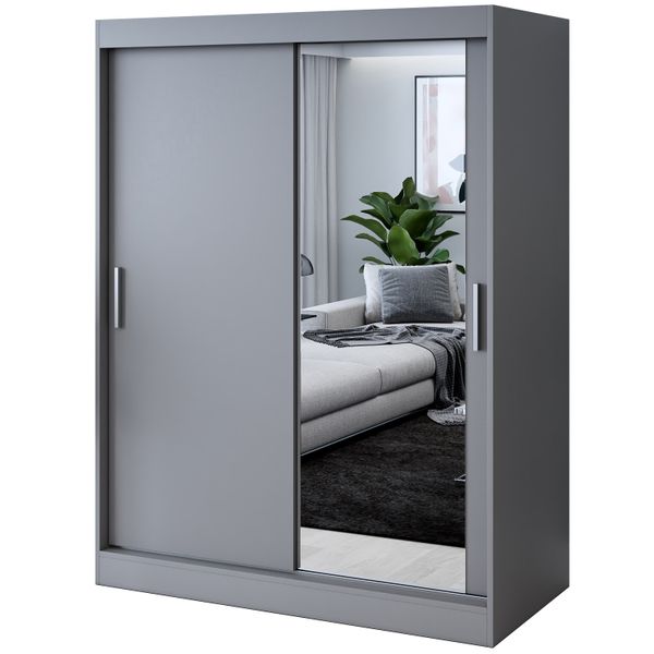 Szafa Przesuwna 150cm HUGO Biel Garderoba 2 wnętrza zdjęcie 3