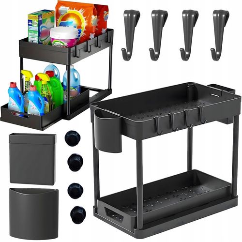 Dwupoziomowa Półka Regał Stojak Mocna pod Zlew Wysuwana do Kuchni na Arena.pl