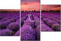 60CM 90 ZEGAR 3 ELEM OSZAŁAMIAJĄCY KRAJOBRAZ LAWENDĄ ŚCIENNY