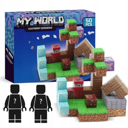 KLOCKI MAGNETYCZNE KLOCKI SZEŚCIANY 50 KLOCKÓW W TYM 2 FIGURKI na Arena.pl