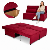 Kanapa 2 os sofa rozkładana spania pojemnik czerwony welur KIMO Family