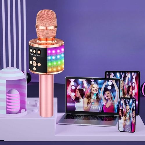 Mikrofon do karaoke dla dzieci Q78 różowy Bluetooth i złącze AUX przenośny na Arena.pl