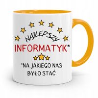 Kubek Żółty Informatyka Programisty Najlepszy Inf Z Nadrukiem Ze Zdjęciem