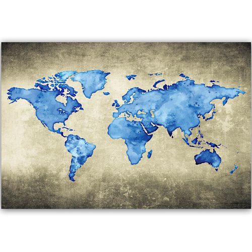 Obraz na płótnie - Canvas, Niebieska mapa świata 90x60 na Arena.pl