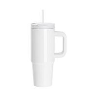 Kubek 1200 ml ze słomką i jasnoszarym uchwytem do sublimacji - biały