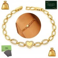 BRANSOLETKA ZŁOTA NA RĘKĘ ZE STALI CHIRURGICZNEJ SERDUSZKA 18K DLA