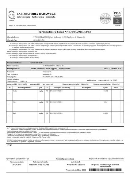 Suplement diety OstroVit Kurkumina Czarny Pieprz Imbir 90 tabletek zdjęcie 6