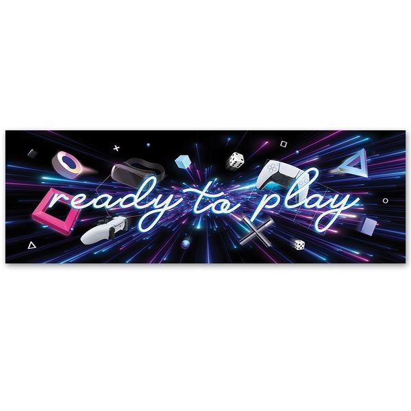 Emaga Obraz na płótnie, Napis ready to play - 120x40 zdjęcie 3