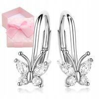 KOLCZYKI SREBRNE DLA DZIEWCZYNKI ANGIELSKIE KOLCZYKI SREBRO MOTYLKI KOMUNIA