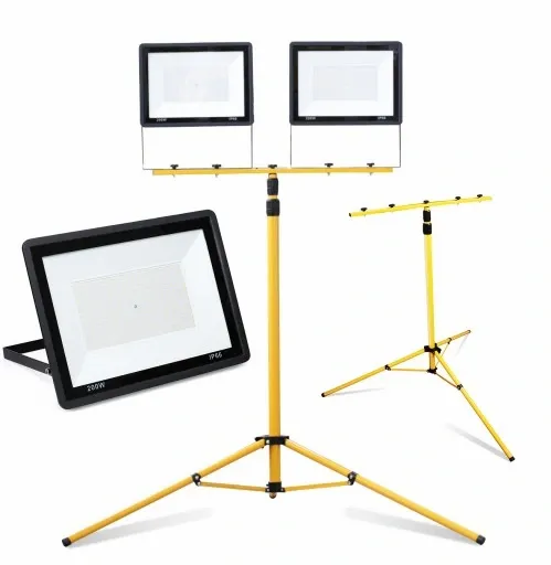 2x NAŚWIETLACZ LED 200W HALOGEN LAMPY 400W + STATYW BUDOWLANY 2M zdjęcie 1