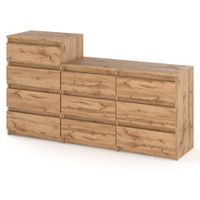 Komoda 10 Szuflad Pojemna Szafka Pod Telewizor Stolik Rtv 160cm Dąb Wotan