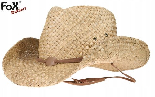 KAPELUSZ KOWBOJSKI SŁOMIANY SŁOMKOWY ze Sznurkiem MFH FOX OUTDOOR BROWN na Arena.pl