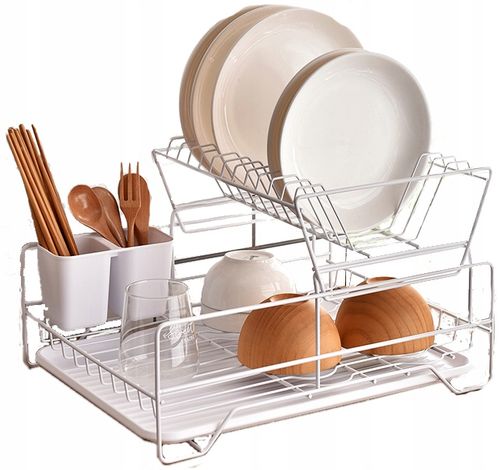 SUSZARKA DO NACZYŃ STOJĄCA BIAŁA DWUPOZIOMOWA OCIEKACZ Z TACKĄ W na Arena.pl