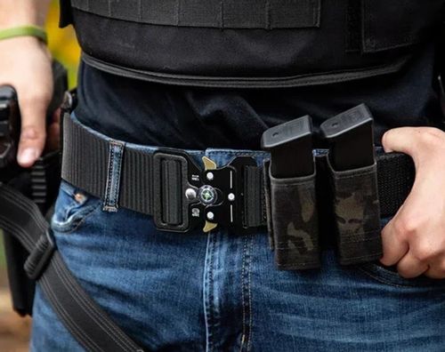 Pasek militarny  na zatrzask pas taktyczny parciany z kompasem czarny na Arena.pl