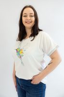 Biała Bluzka Damska z Koliberkiem 44