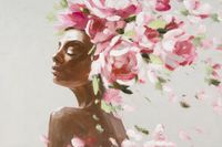 Obraz ręcznie malowany kobieta Women 60X90 szary+brązowy+różowy